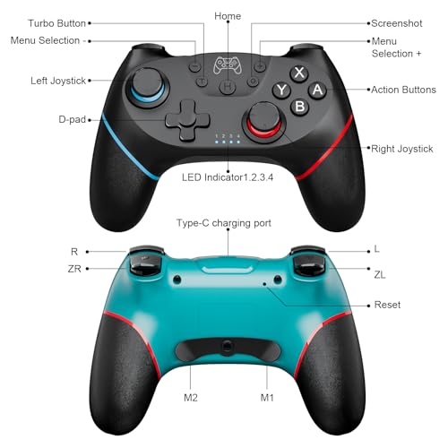 2 Pack Wireless Pro Controller for Switch 2/Lite/OLED with Hall Effect S8126