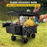 Collapsible Wagon Cart Black with Removable Canopy Oxford Cloth X73950