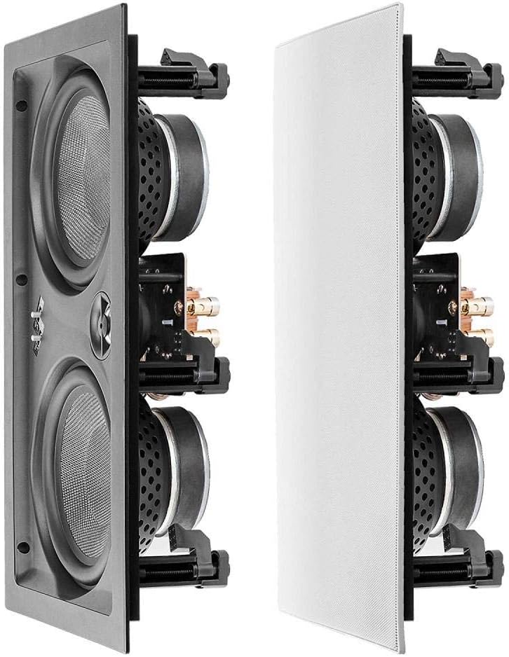 In Wall 8" Speakers Pair with Silk Dome Tweeter and Trimless Magnetic Grill K89798