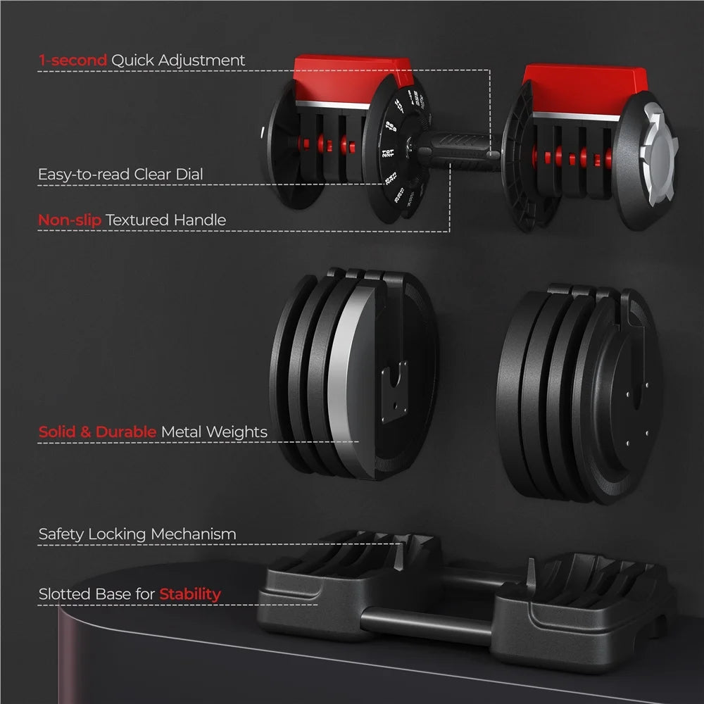 3-In-1 Quick-Adjust Dumbbell Weight Set Black G593550