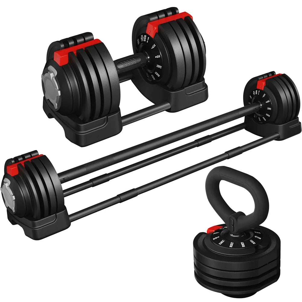 3-In-1 Quick-Adjust Dumbbell Weight Set Black G593550
