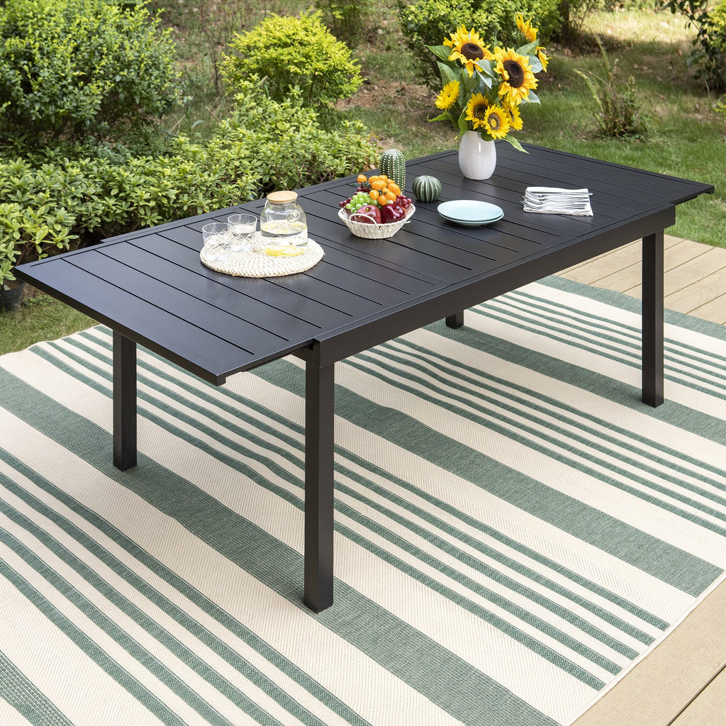 7 Pieces Outdoor Patio Dining Set with 6 Textilene Chairs and Extendable Dining Table R7725