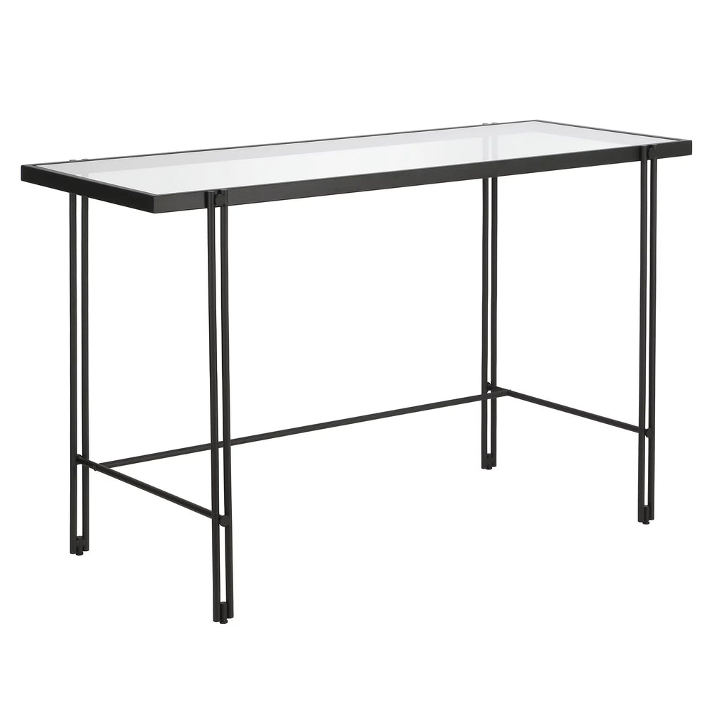 Blackened Bronze Metal Desk with Glass Top H49418