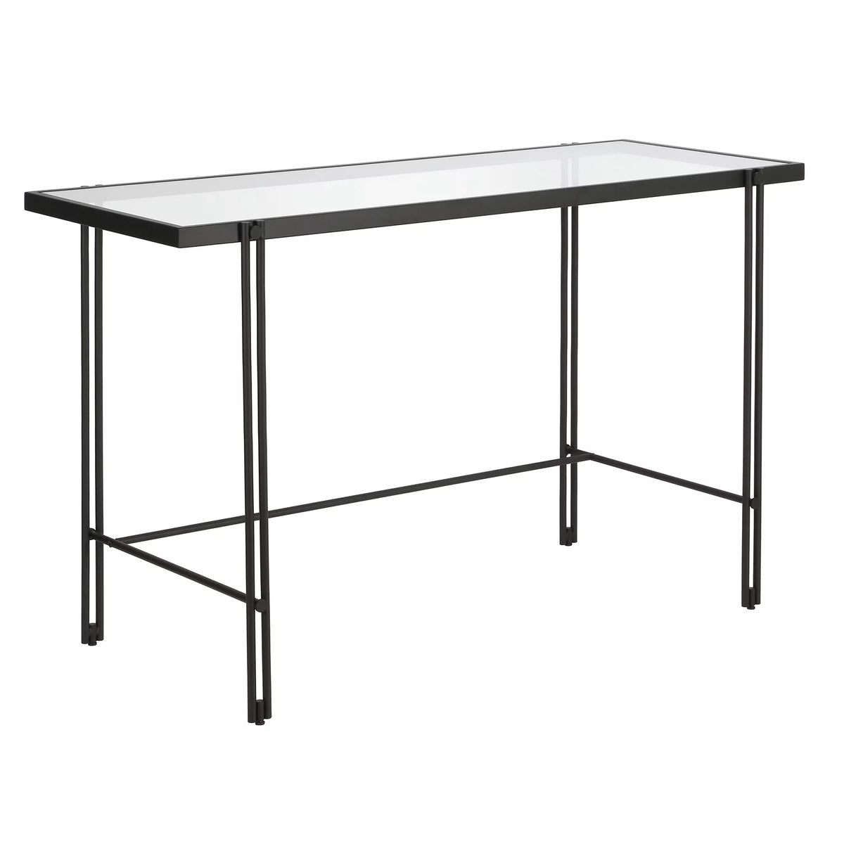 Blackened Bronze Metal Desk with Glass Top H49418