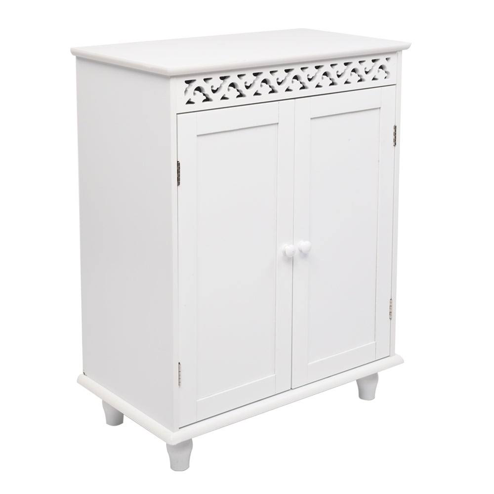 White Glossy Double Door Bathroom Storage Cabinet F389