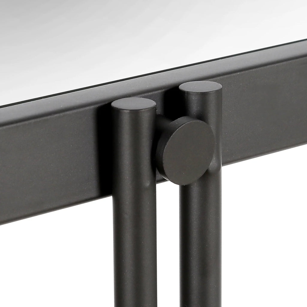 Blackened Bronze Metal Desk with Glass Top H49418