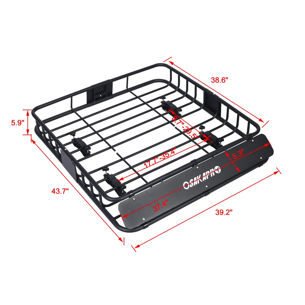 Black Steel Roof Rack Cargo Carrier Basket 43" M94583