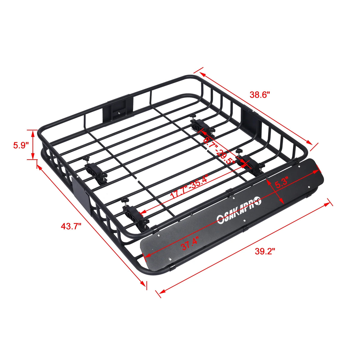 Black Steel Roof Rack Cargo Carrier Basket 43" M94583