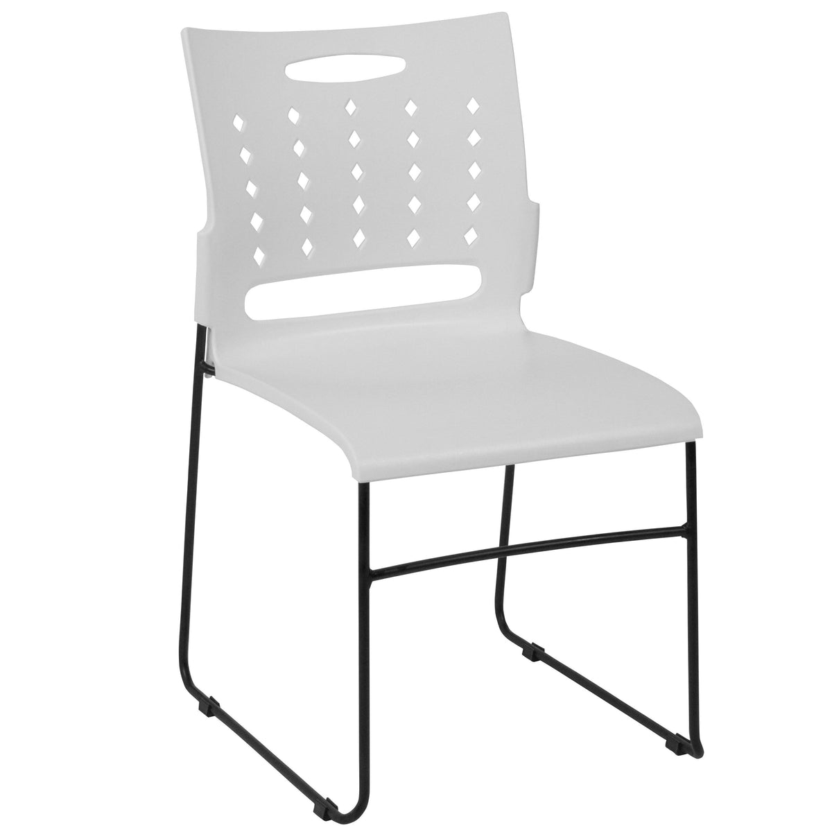 White Sled Base Stack Chair with Air-Vent Back C222