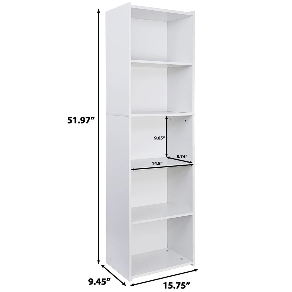 5-Tier Narrow Bookshelf with Adjustable Shelves S368