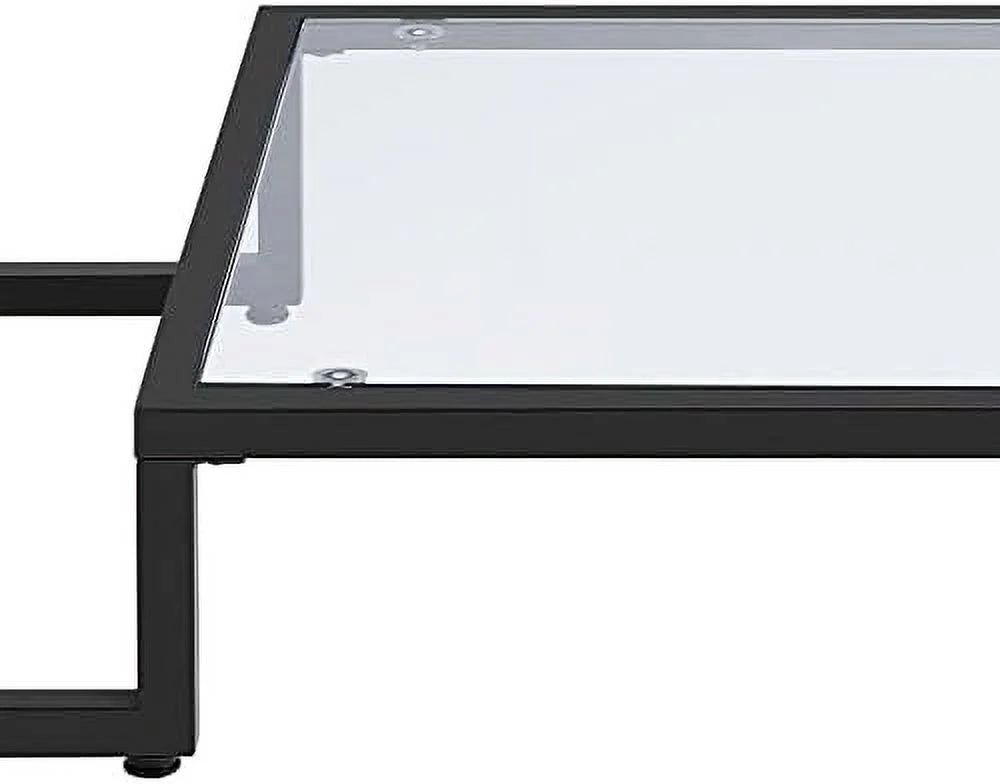 Rectangular Tempered Glass Coffee Table with 2 Tier Metal Frame O300