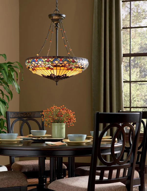 4 Light Tiffany Bowl Pendant Chandelier F69848