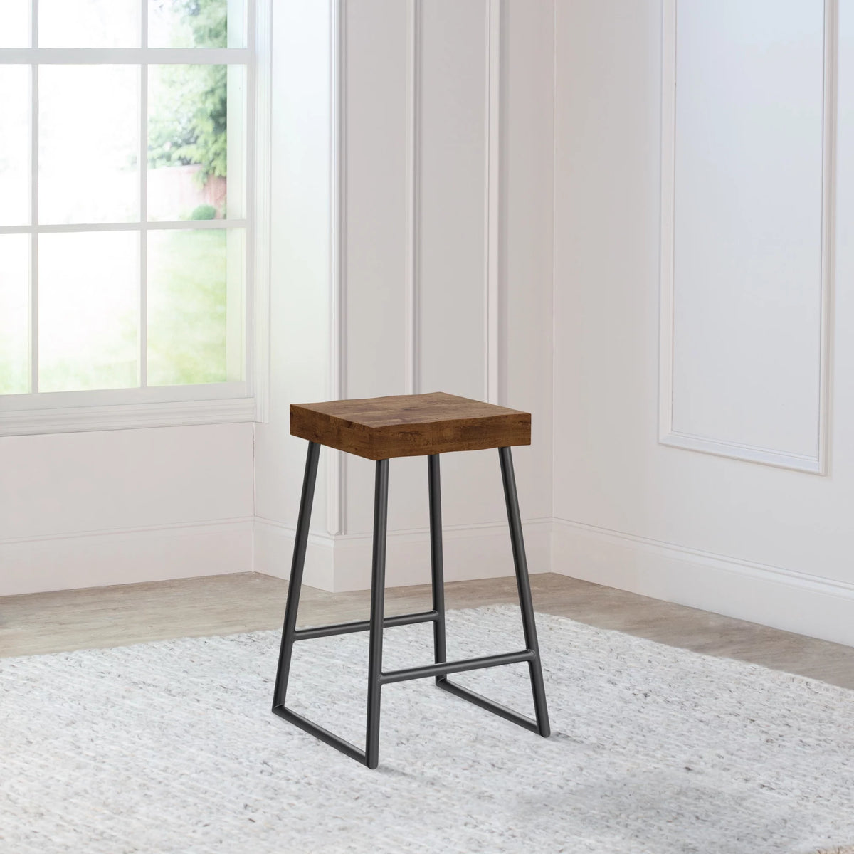 Natural Sheesham Wood Backless Counter Height Stool W367