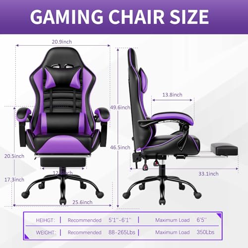 Blue PU Leather Ergonomic Gaming Chair with Footrest S301