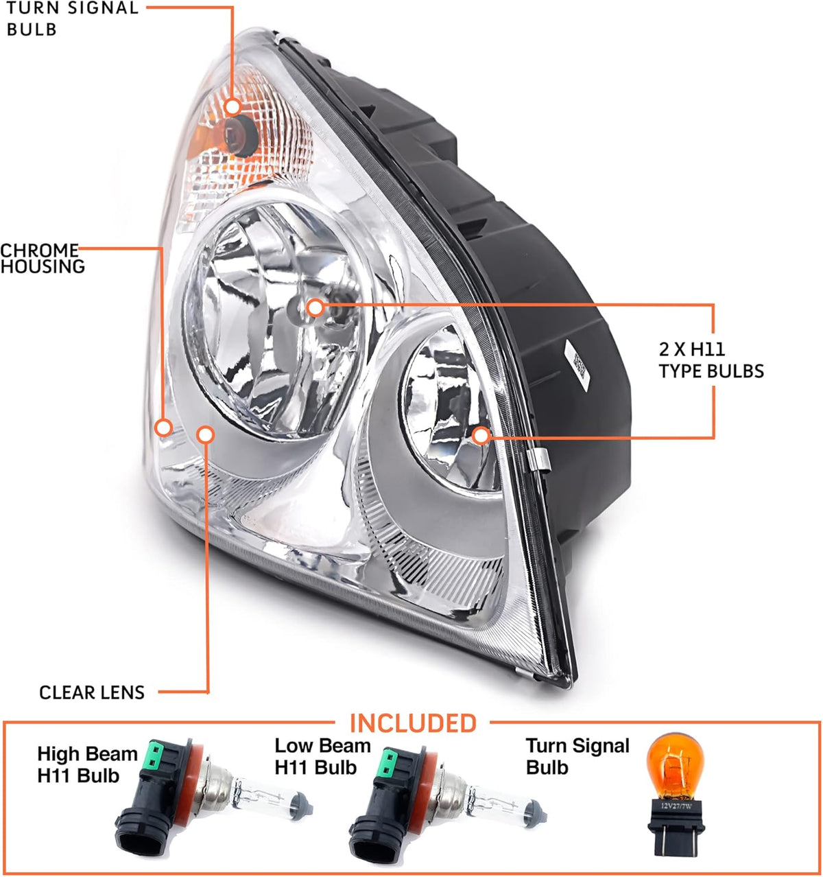 Freightliner Cascadia Halogen Headlight Lamp Driver & Passenger Side R2375