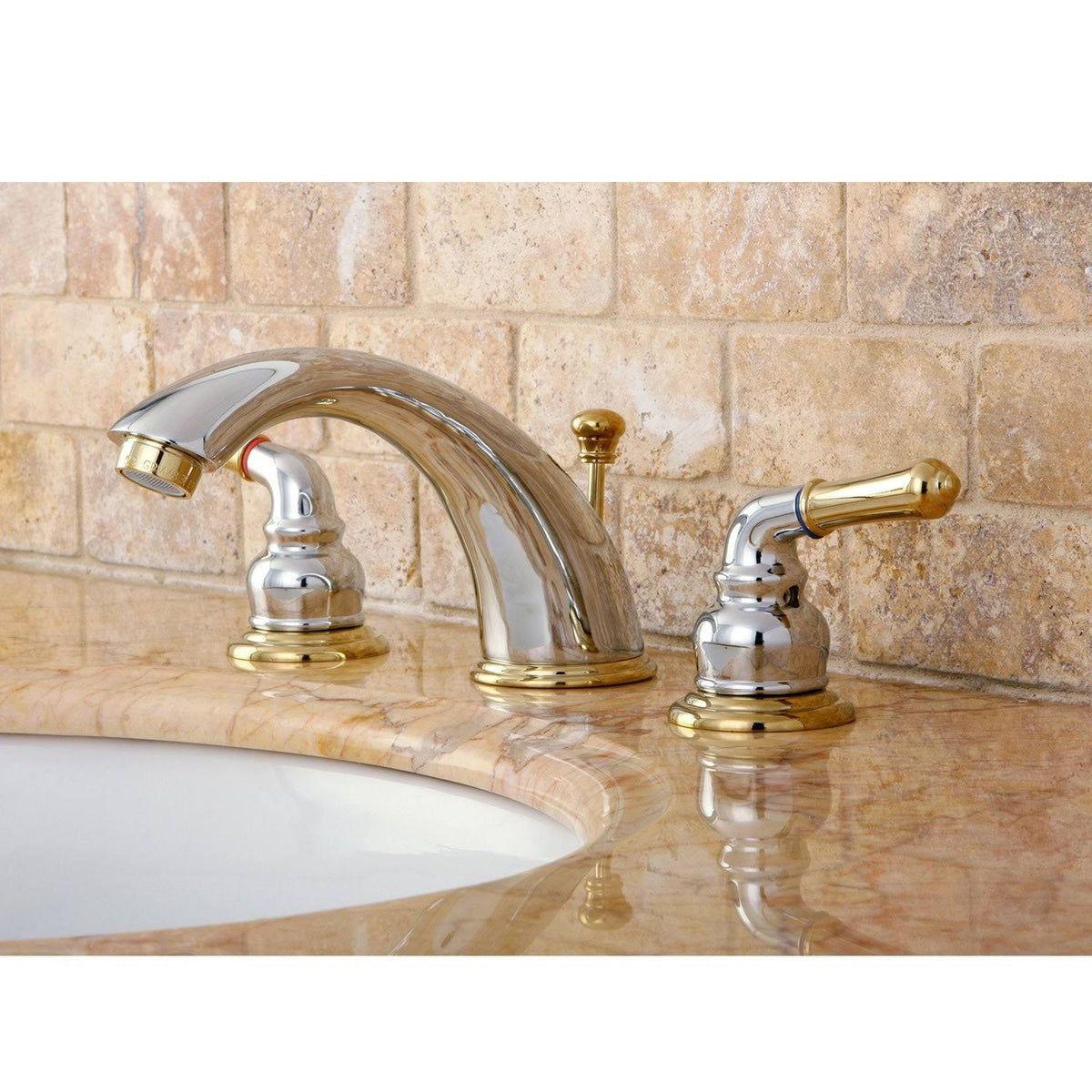 Polished Chrome Polished Brass Widespread Bathroom Faucet S585207