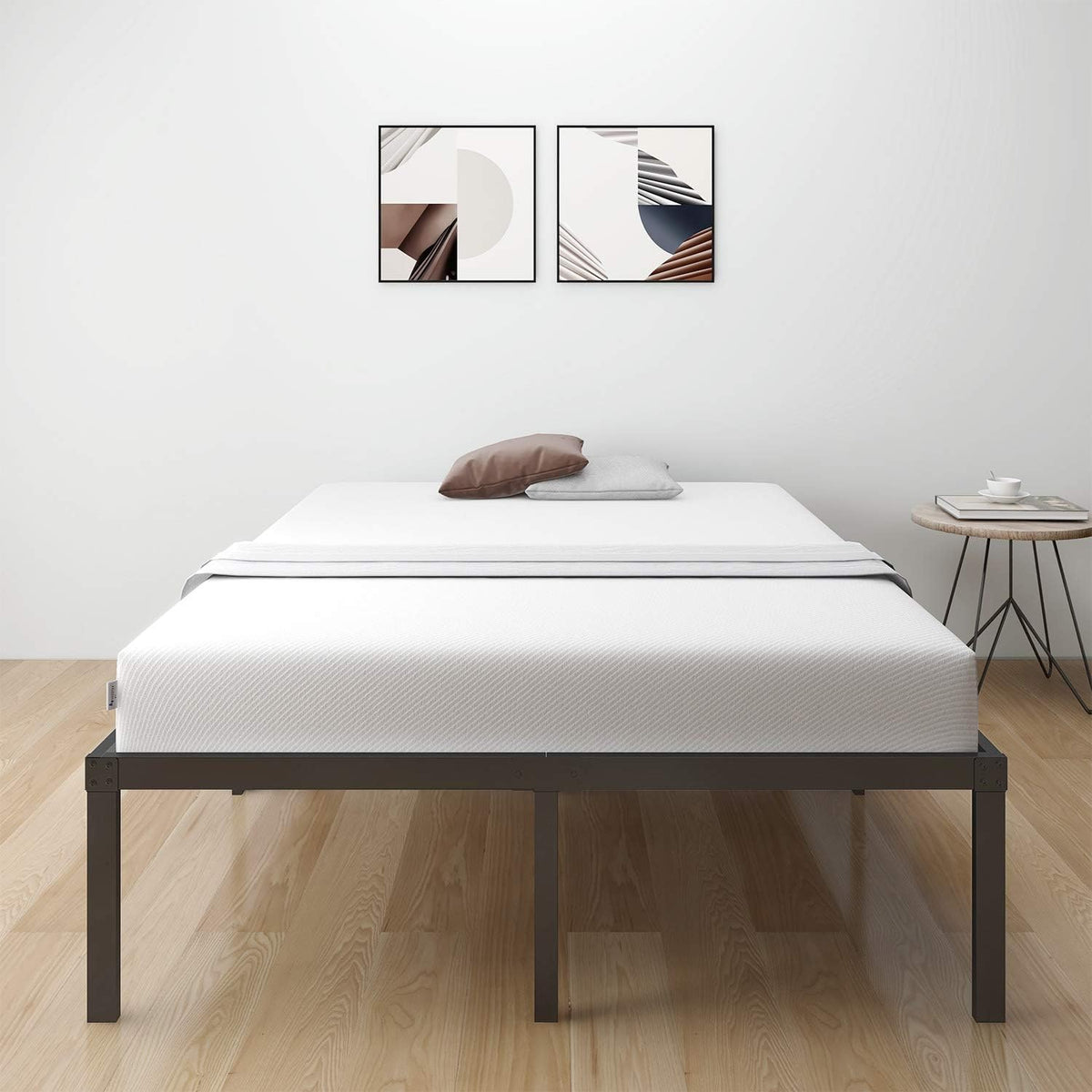 18 Inch Metal Platform Bed Frame Queen Black W85429