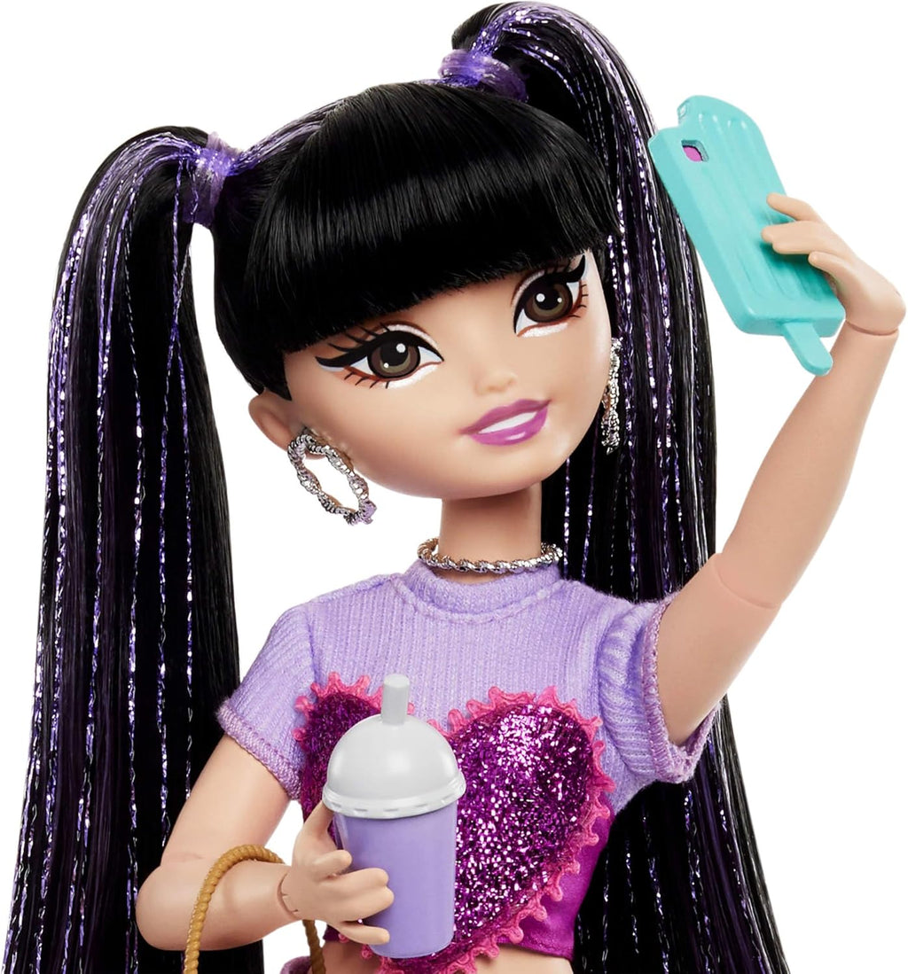 Renee Posable Fashion Doll with Long Black Hair, 11 Pieces F8110