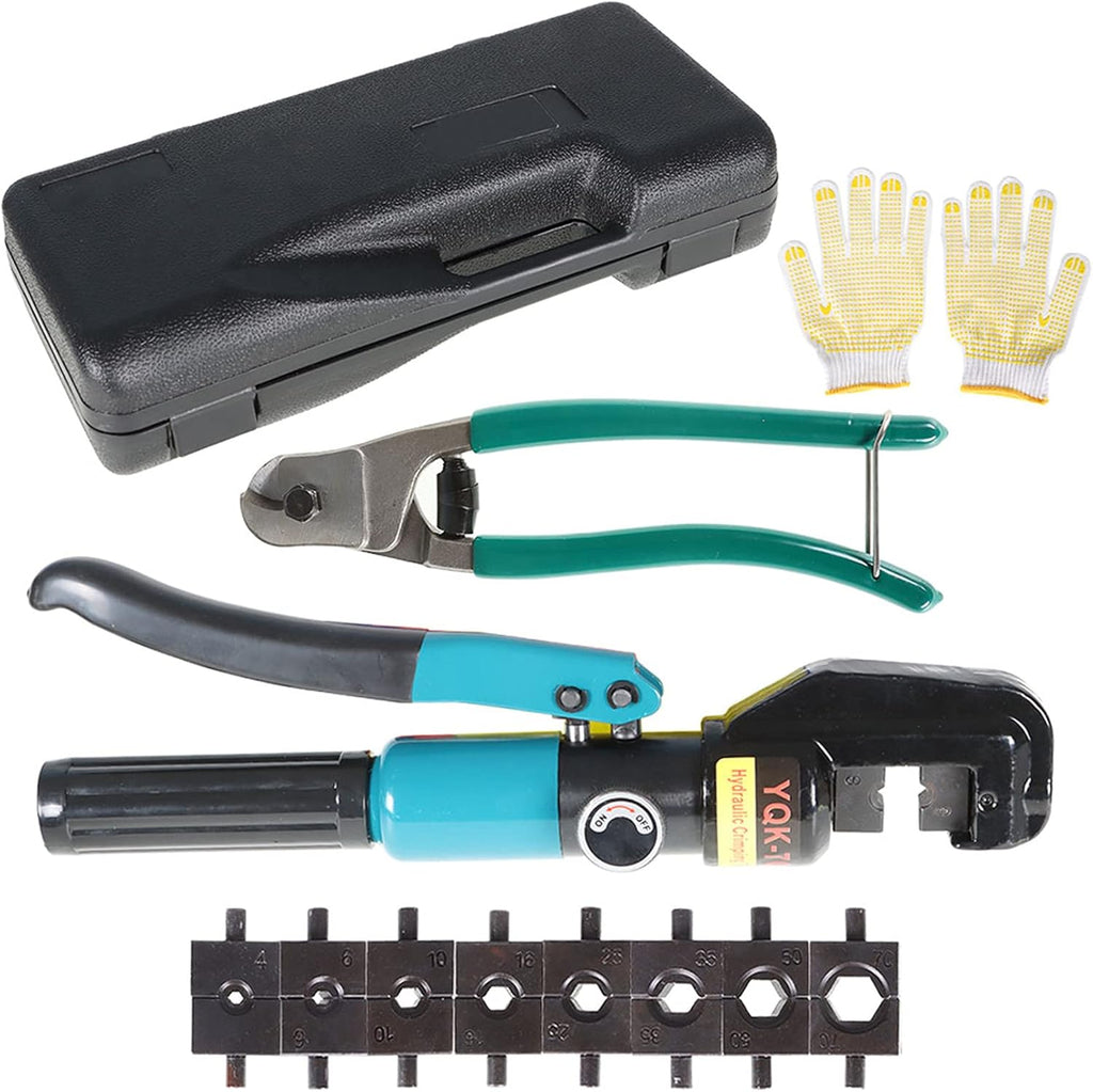 10 Ton Hydraulic Wire Crimper Tool with 9 Pairs of Dies T4642