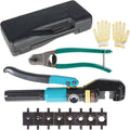 10 Ton Hydraulic Wire Crimper Tool with 9 Pairs of Dies T4642