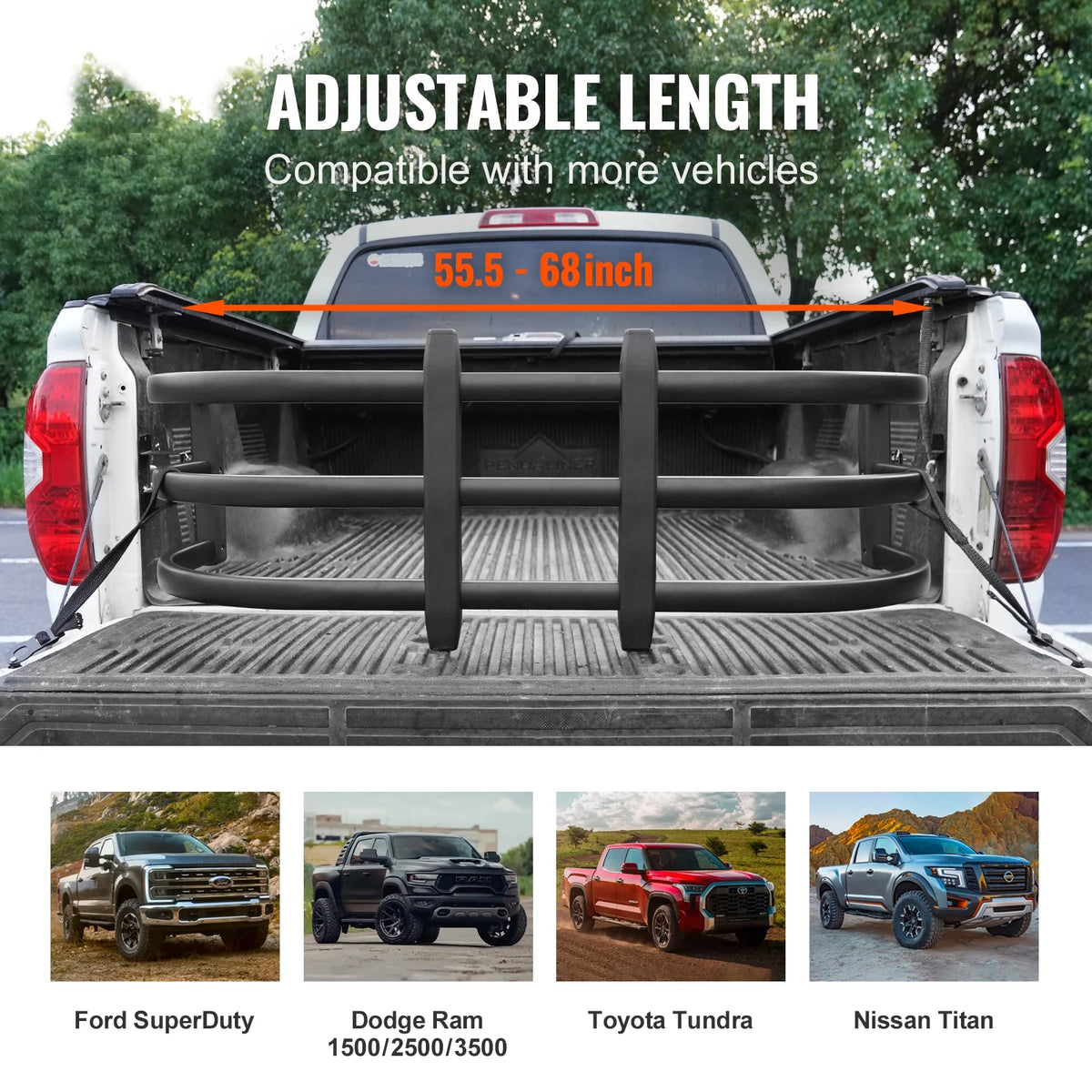 Aluminum Retractable Tailgate Extender, 55.5"-68" U3778