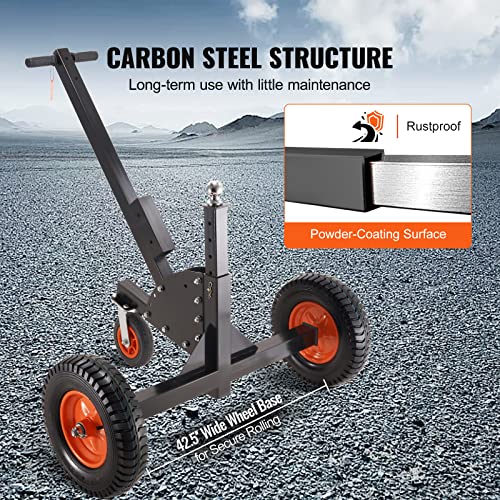 Adjustable Trailer Dolly with 1-7/8'' Hitch Ball & 10'' Solid Tires, 16''-24'' Adjustable Height, 600lbs Tongue Weight Capacity F3554