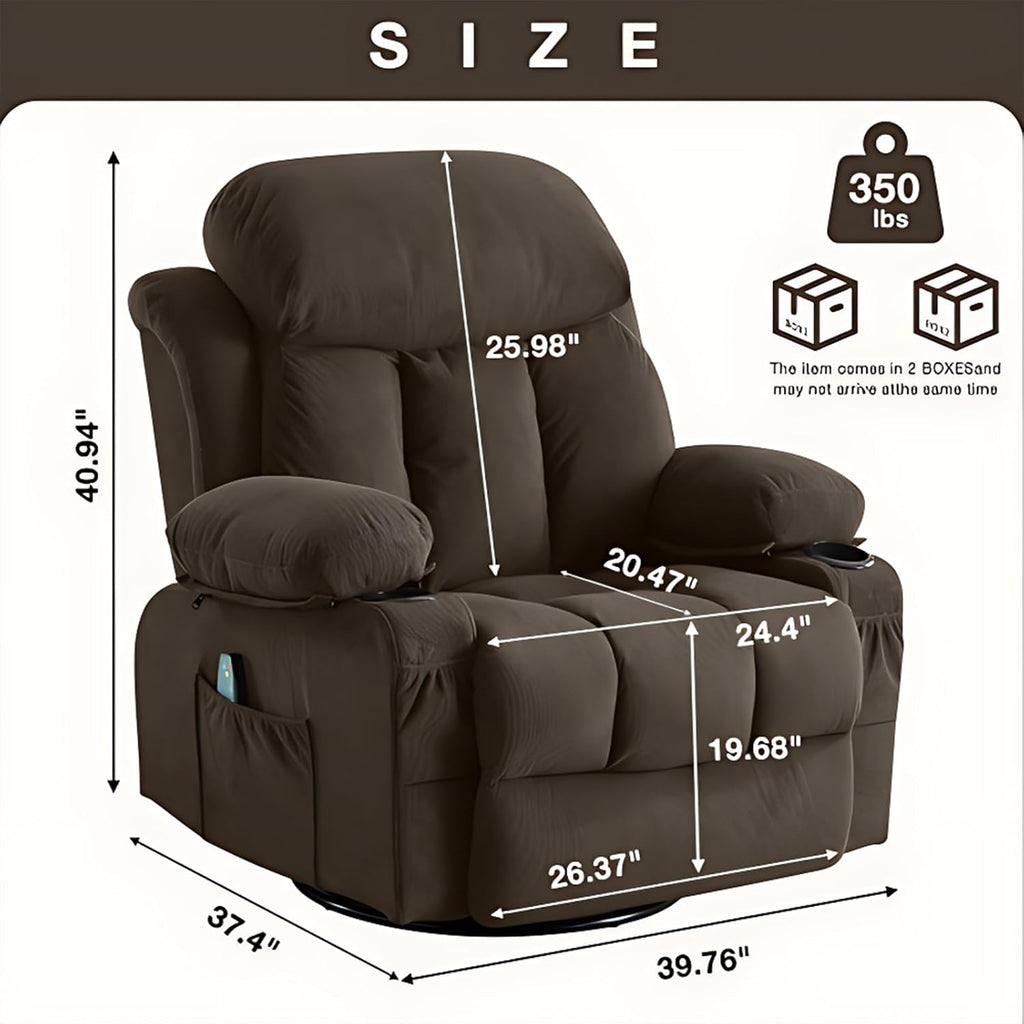 Brown Swivel Massage Recliner Sofa N64221