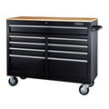 Black 9-Drawer Mobile Storage Cabinet with Solid Wood Top H1732