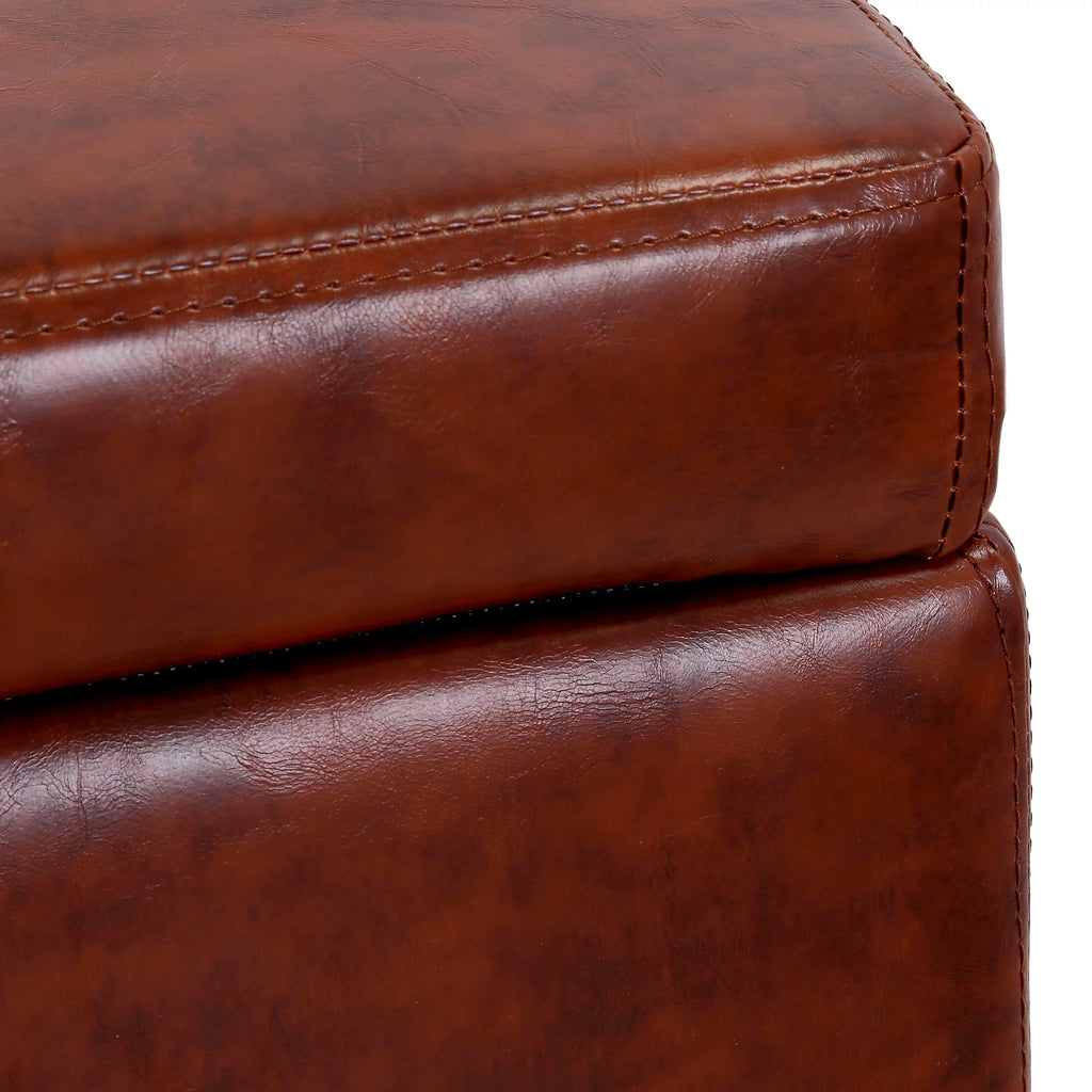Brown Faux Leather Storage Ottoman Bench D724
