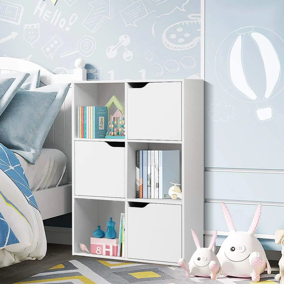 White 6-Cube Storage Organizer Cabinet D9454