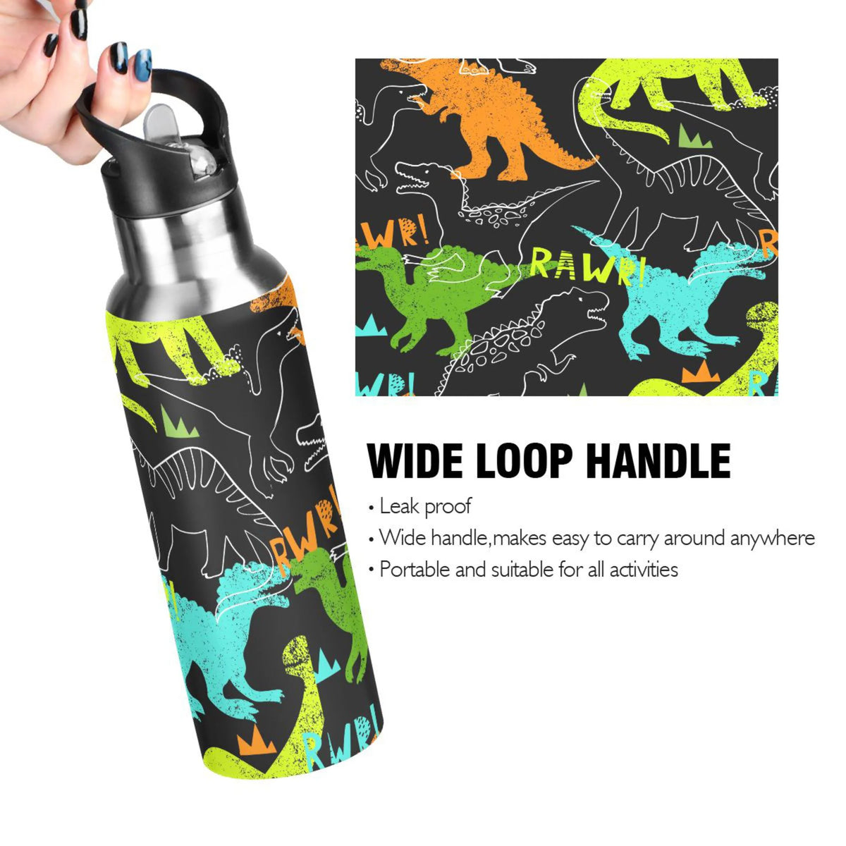 Stainless Steel Insulated Water Bottle with Straw Lid D77784