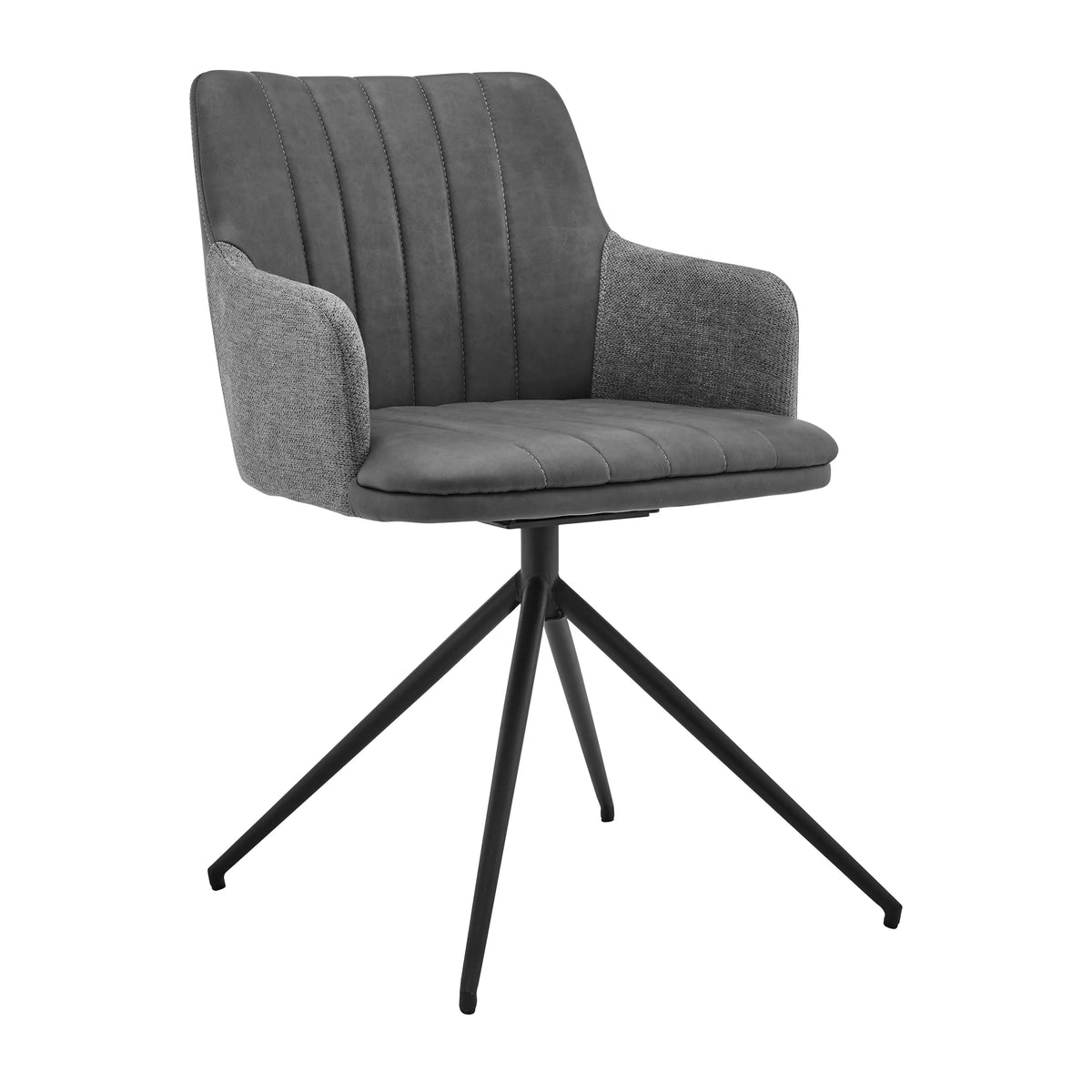Gray Fabric Swivel Dining Chair Set of 2 L401578