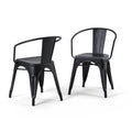 Black Metal Dining Arm Chair Set of 2 Q55129