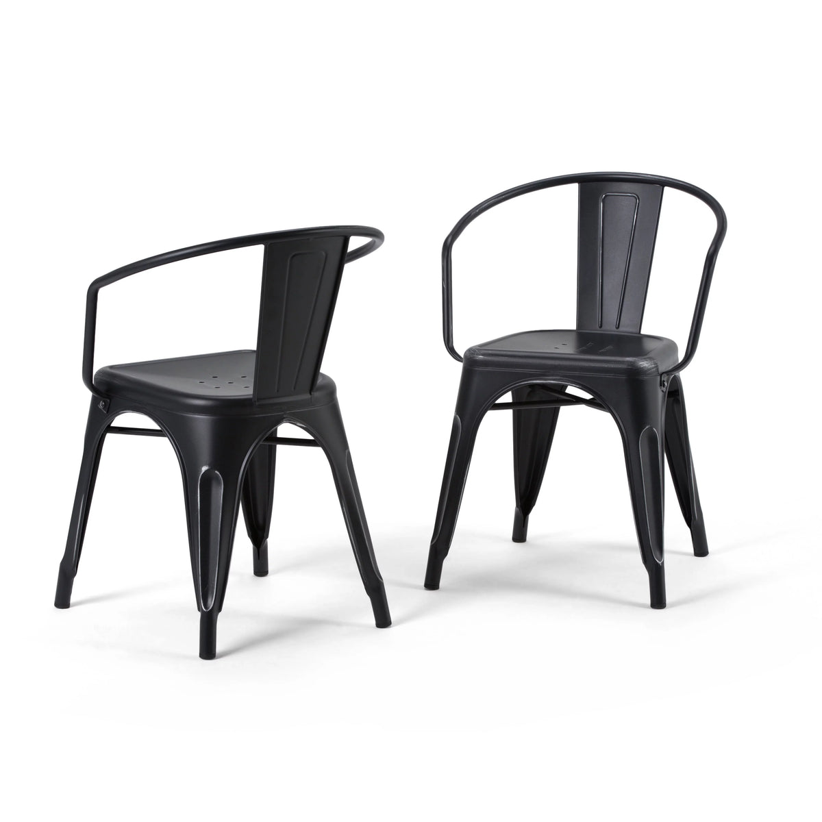 Black Metal Dining Arm Chair Set of 2 Q55129