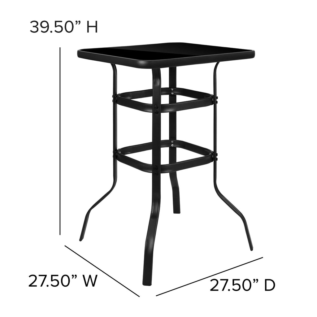 Black Tempered Glass Bar Height Patio Bar Table G609709