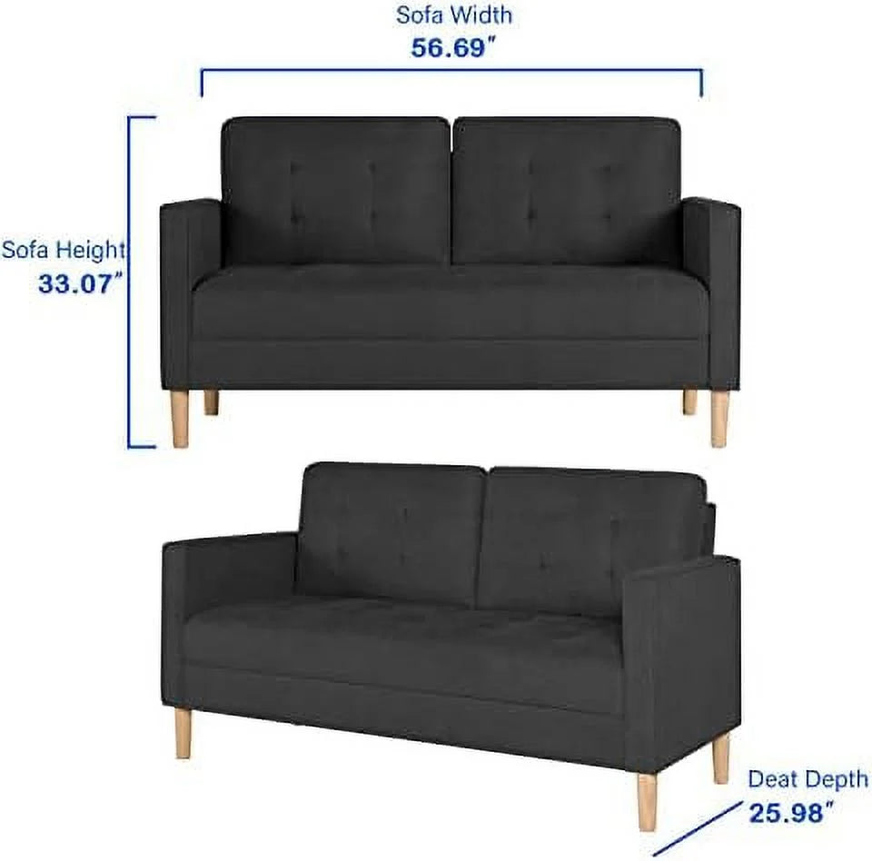 57" Tufted Loveseat and Chair Set of 2 O8497