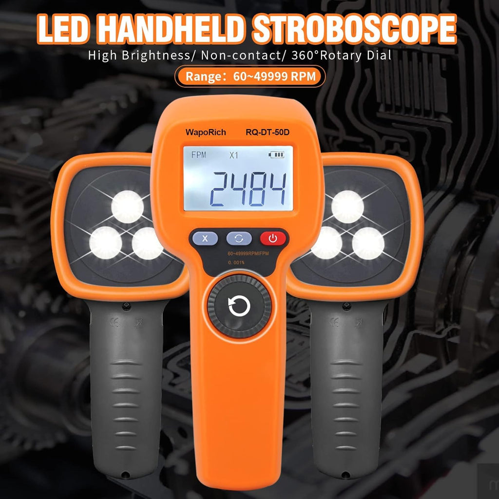 Rechargeable LED Flash Strobe Tachometer 60-49999 FPM V7702
