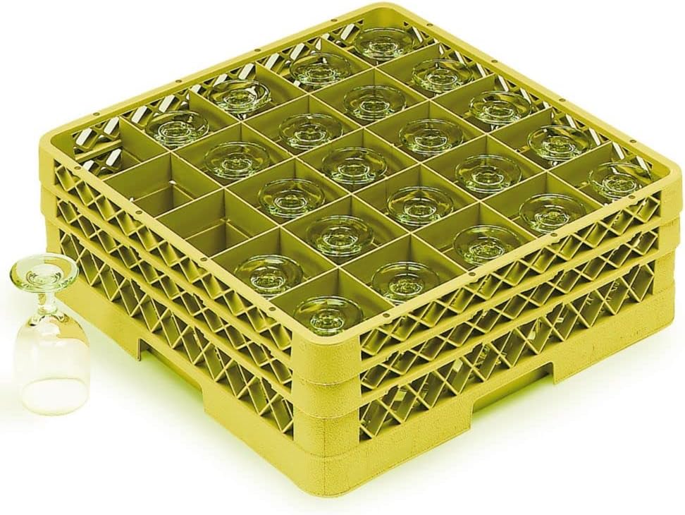 Yellow 25 Compartment Glass Rack with 3 Extenders Pack of 2 L7192