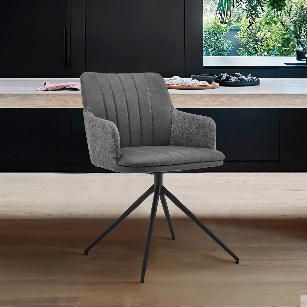 Gray Fabric Swivel Dining Chair Set of 2 L401578