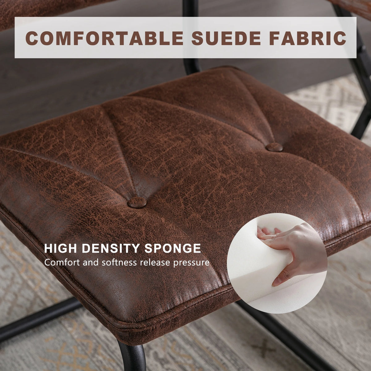 Set of 4 Upholstered Suede Dining Chairs A468878