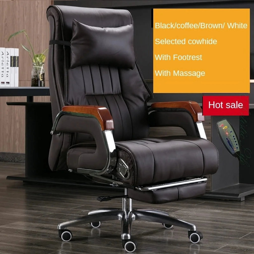 Cowhide Reclining Massage Office Chair P98153