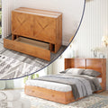 Queen Size Murphy Bed Cabinet with USB Charging Station, Drawer & Folding Mattress S156
