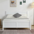 White Full Size Wood Platform Bed with Headboard and Footboard H70755