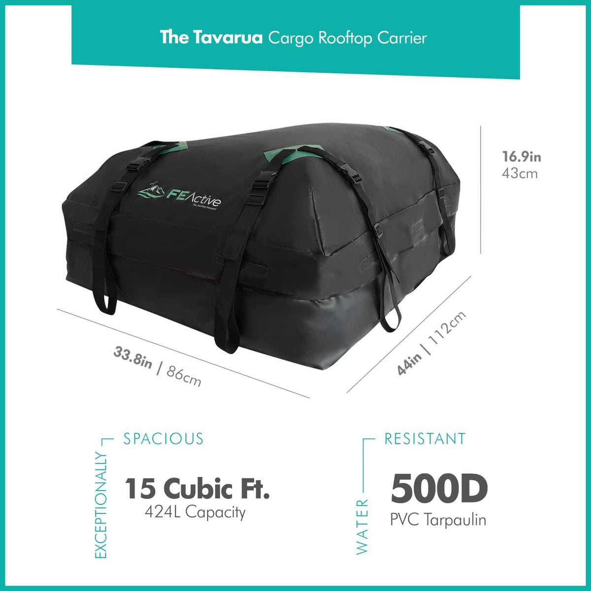 Waterproof 15 Cubic ft. Roof Cargo Carrier with Straps G75176