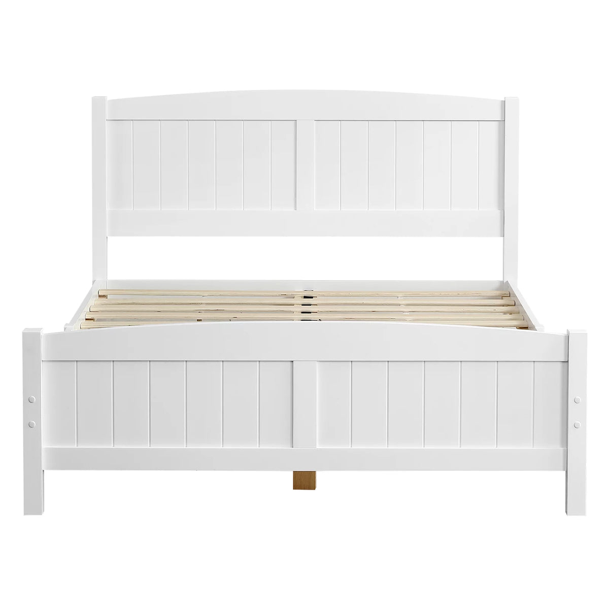 White Full Size Wood Platform Bed with Headboard and Footboard H70755