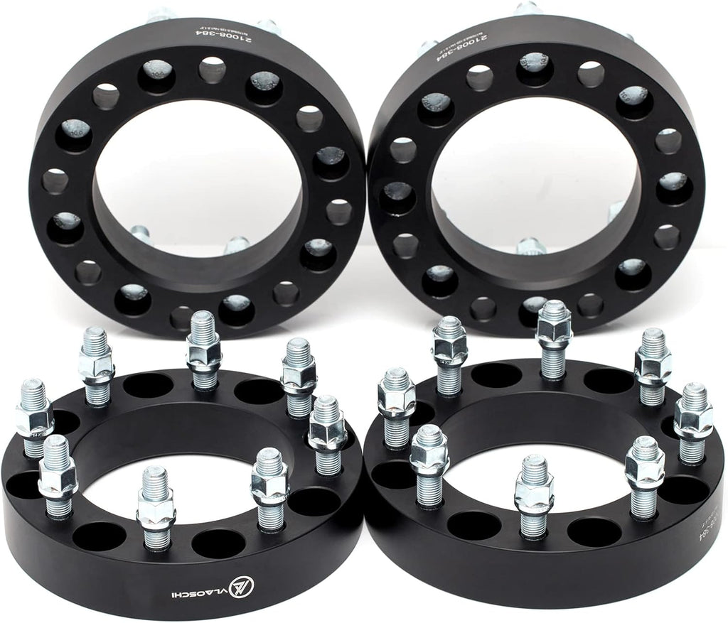 Black Forged 8x170 to 8x6.5 Wheel Adapters 1.5 Inch with 14x1.5 Studs Pack of 4 L65859