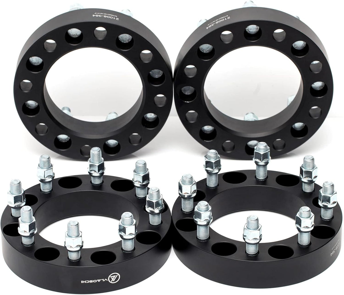 Black Forged 8x170 to 8x6.5 Wheel Adapters 1.5 Inch with 14x1.5 Studs Pack of 4 L65859
