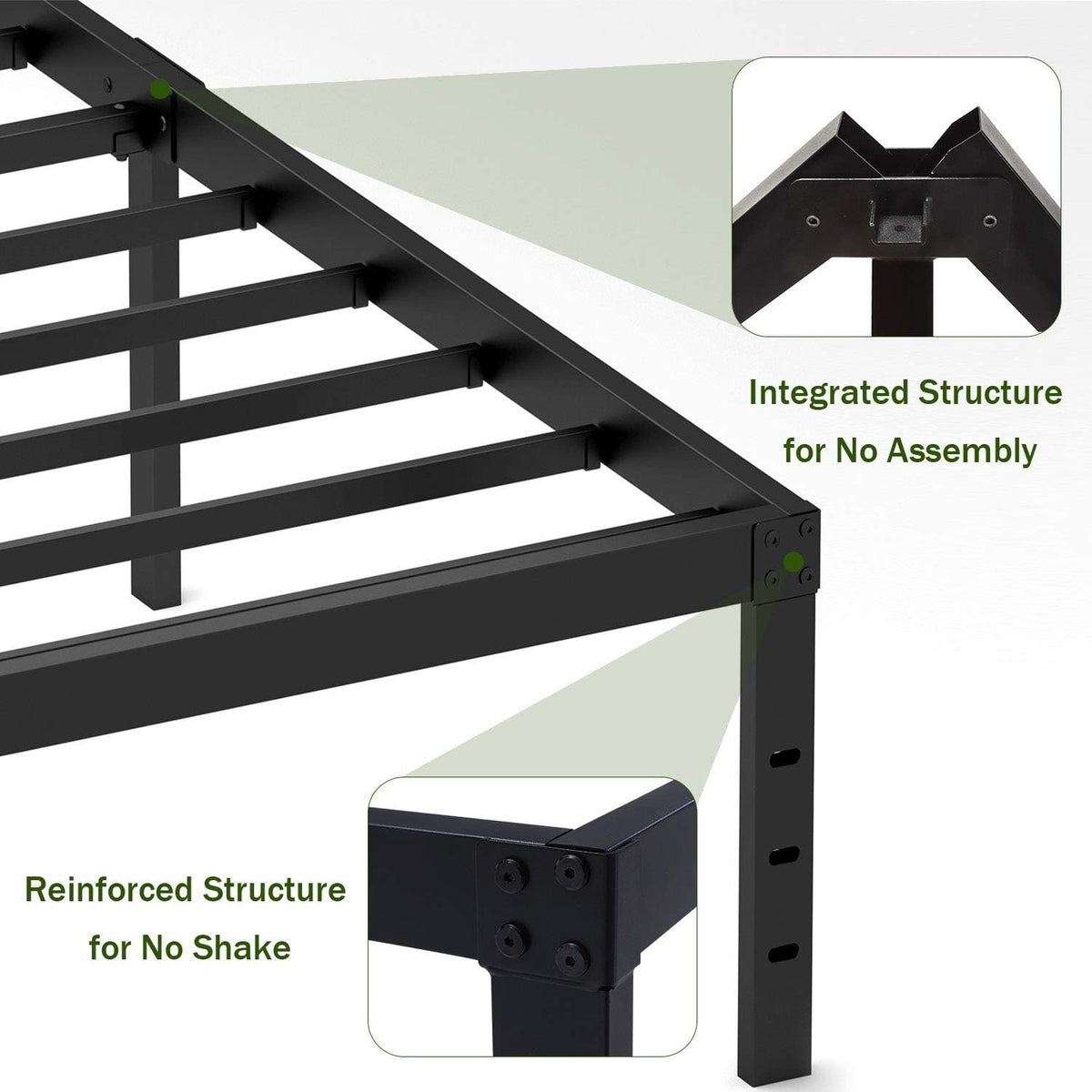 18 Inch Metal Platform Bed Frame Queen Black W85429