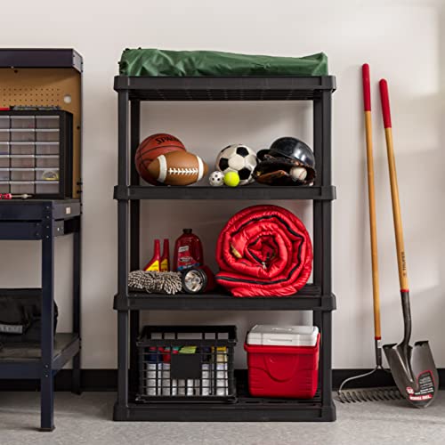 4-Shelf Heavy Duty Plastic Storage Shelves Black B3589
