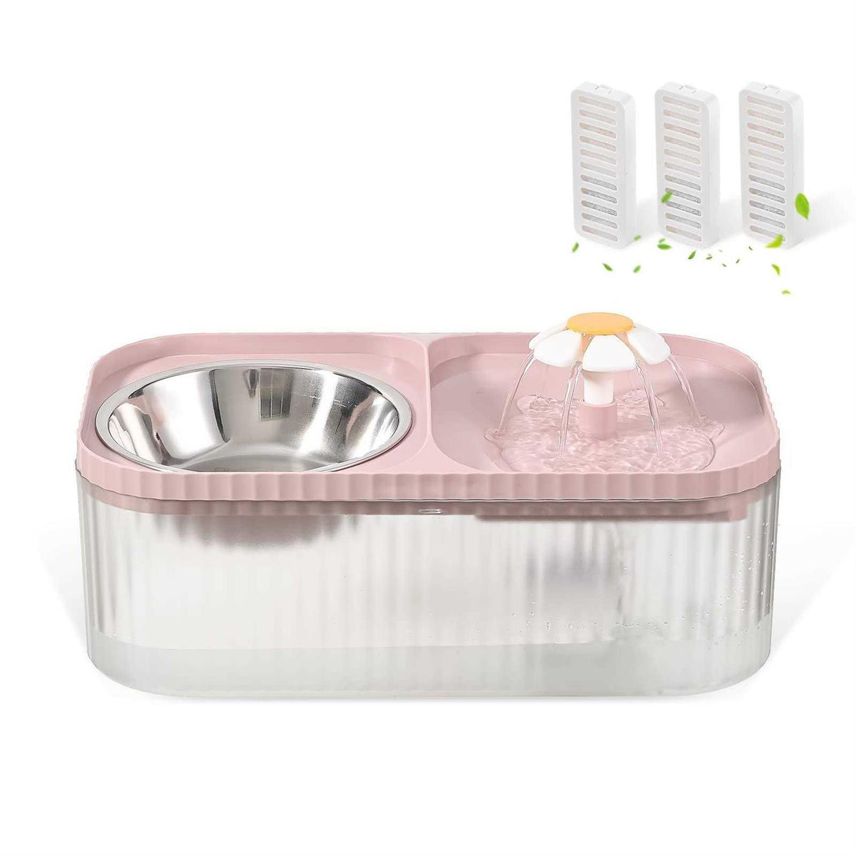 Cat Water Fountain and Food Bowl, 3L Ultra Quiet Pet Water Dispenser J244